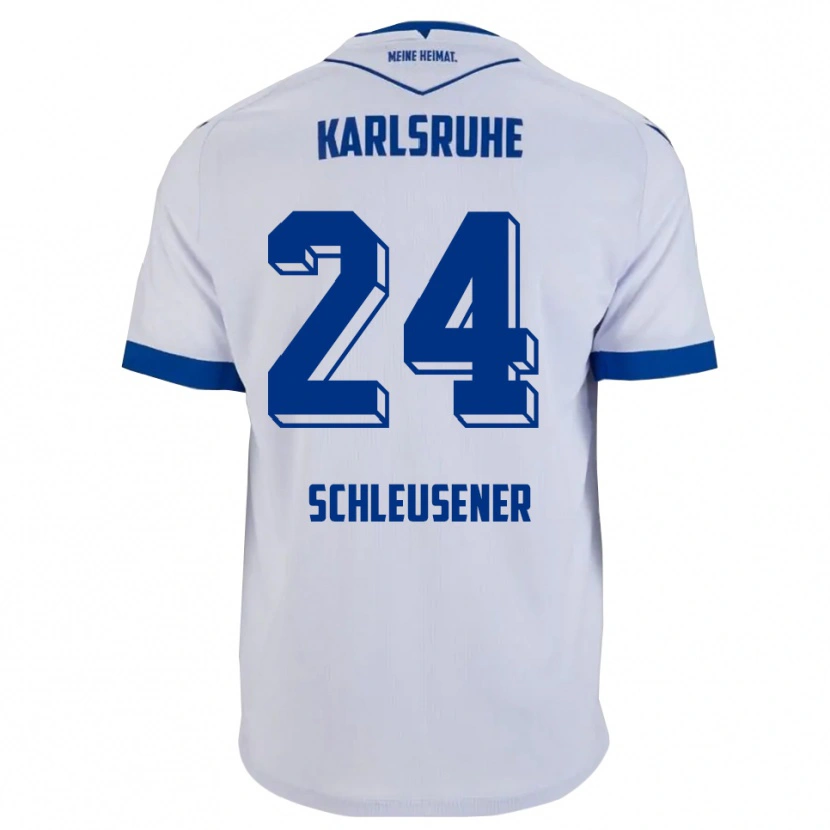 Danxen Hombre Camiseta Fabian Schleusener #24 Blanco Azul 2ª Equipación 2025/26 La Camisa México