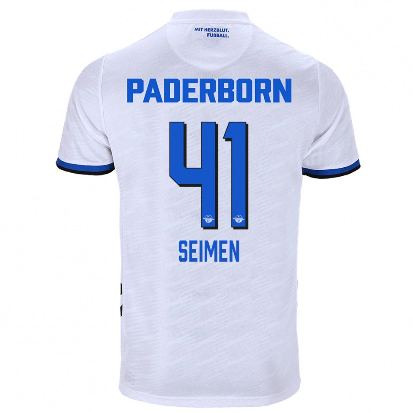 Danxen Hombre Camiseta Dennis Seimen #41 Blanco Azul 2ª Equipación 2025/26 La Camisa México