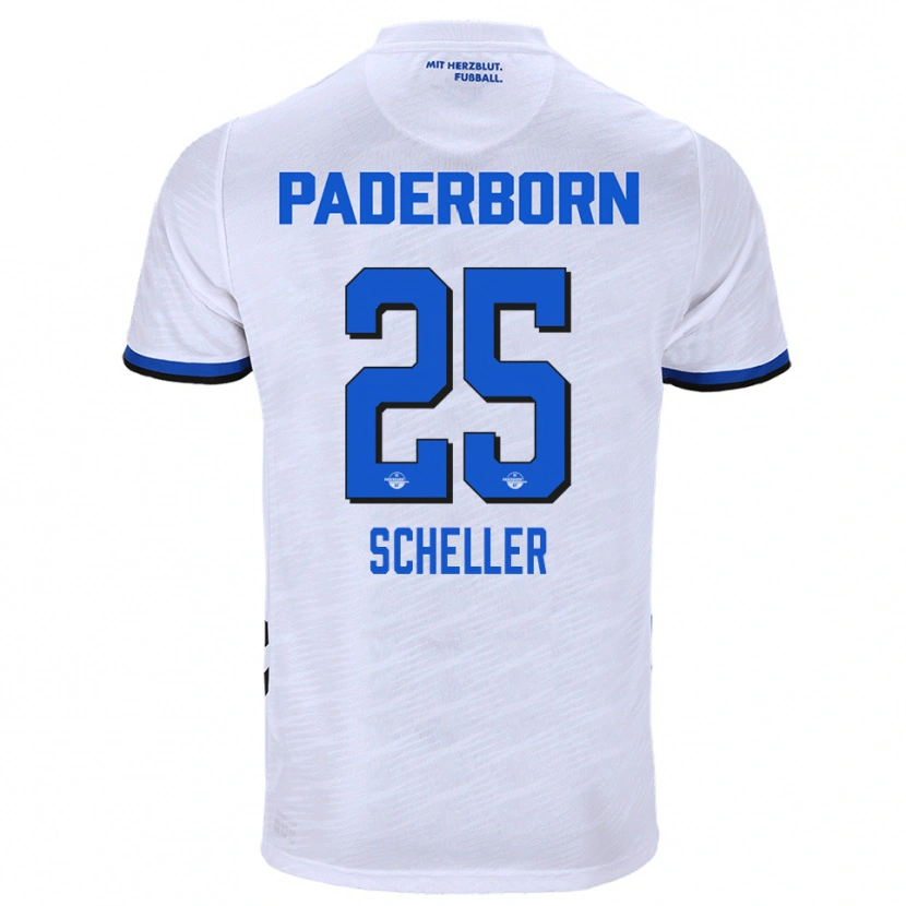 Danxen Hombre Camiseta Tjark Scheller #25 Blanco Azul 2ª Equipación 2025/26 La Camisa México