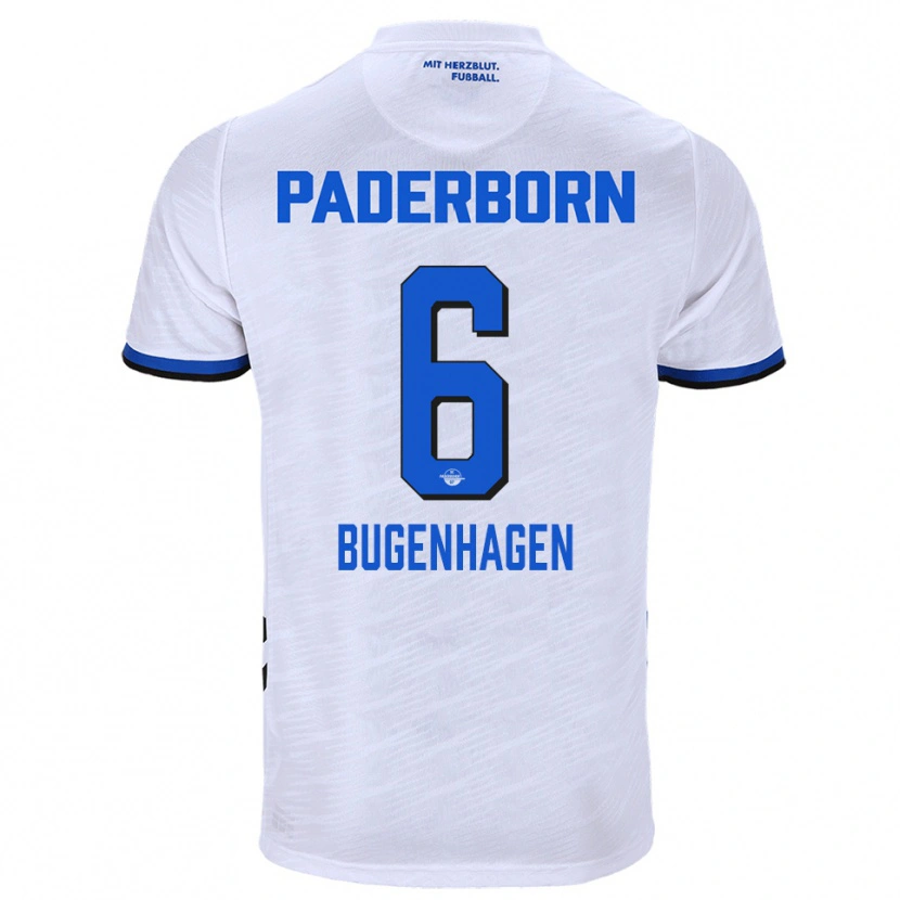 Danxen Hombre Camiseta Julius Bugenhagen #6 Blanco Azul 2ª Equipación 2025/26 La Camisa México