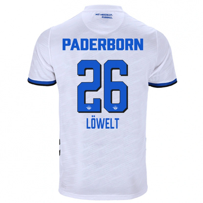 Danxen Hombre Camiseta Luca Löwelt #26 Blanco Azul 2ª Equipación 2025/26 La Camisa México