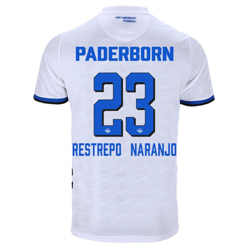 Danxen Hombre Camiseta Pedro Restrepo Naranjo #23 Blanco Azul 2ª Equipación 2025/26 La Camisa México