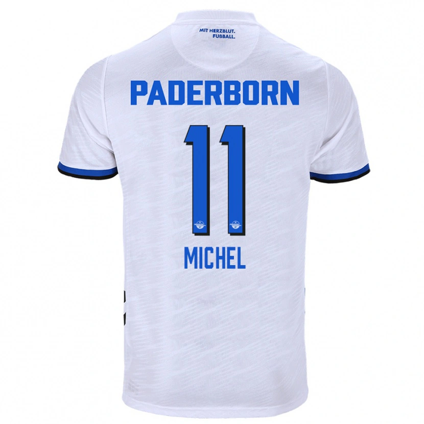 Danxen Hombre Camiseta Sven Michel #11 Blanco Azul 2ª Equipación 2025/26 La Camisa México