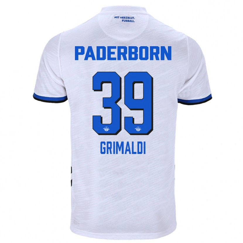 Danxen Hombre Camiseta Adriano Grimaldi #39 Blanco Azul 2ª Equipación 2025/26 La Camisa México