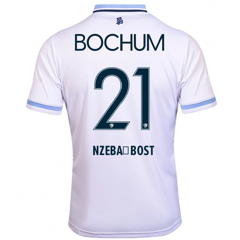 Danxen Hombre Camiseta Jan Nzeba-Bost #21 Blanco Azul Cielo 2ª Equipación 2025/26 La Camisa México