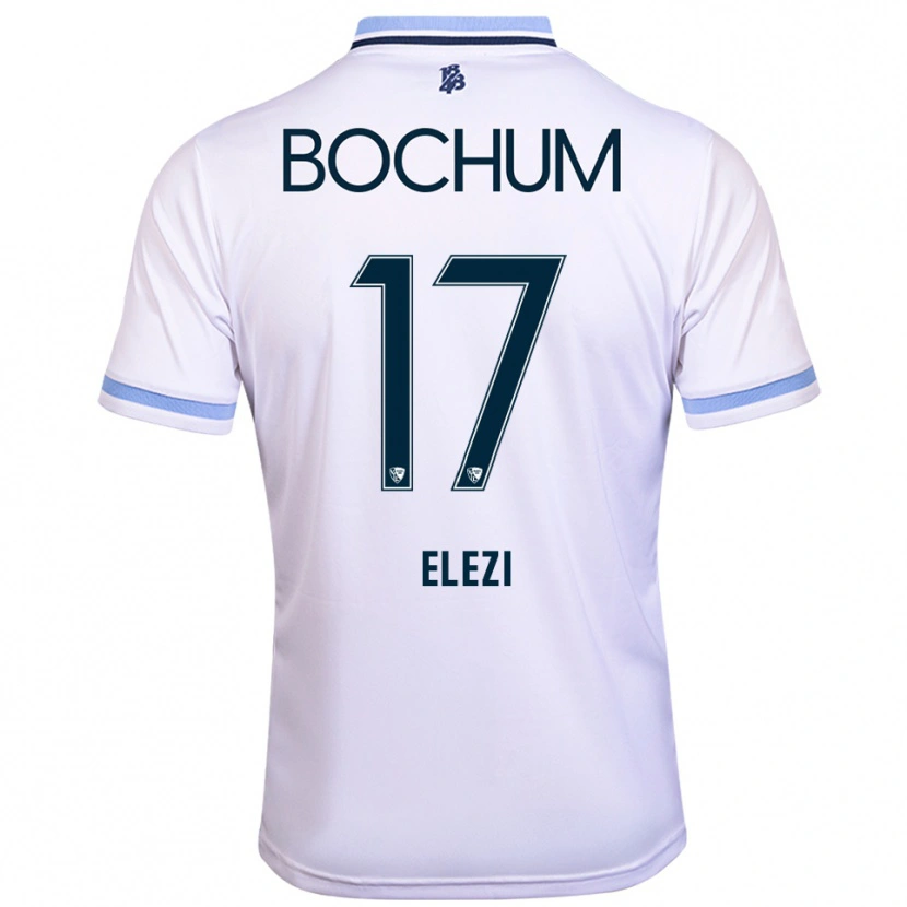 Danxen Hombre Camiseta Agon Elezi #17 Blanco Azul Cielo 2ª Equipación 2025/26 La Camisa México