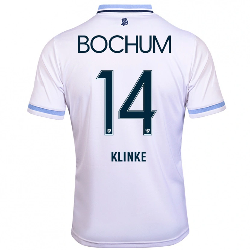 Danxen Hombre Camiseta Niklas Klinke #14 Blanco Azul Cielo 2ª Equipación 2025/26 La Camisa México