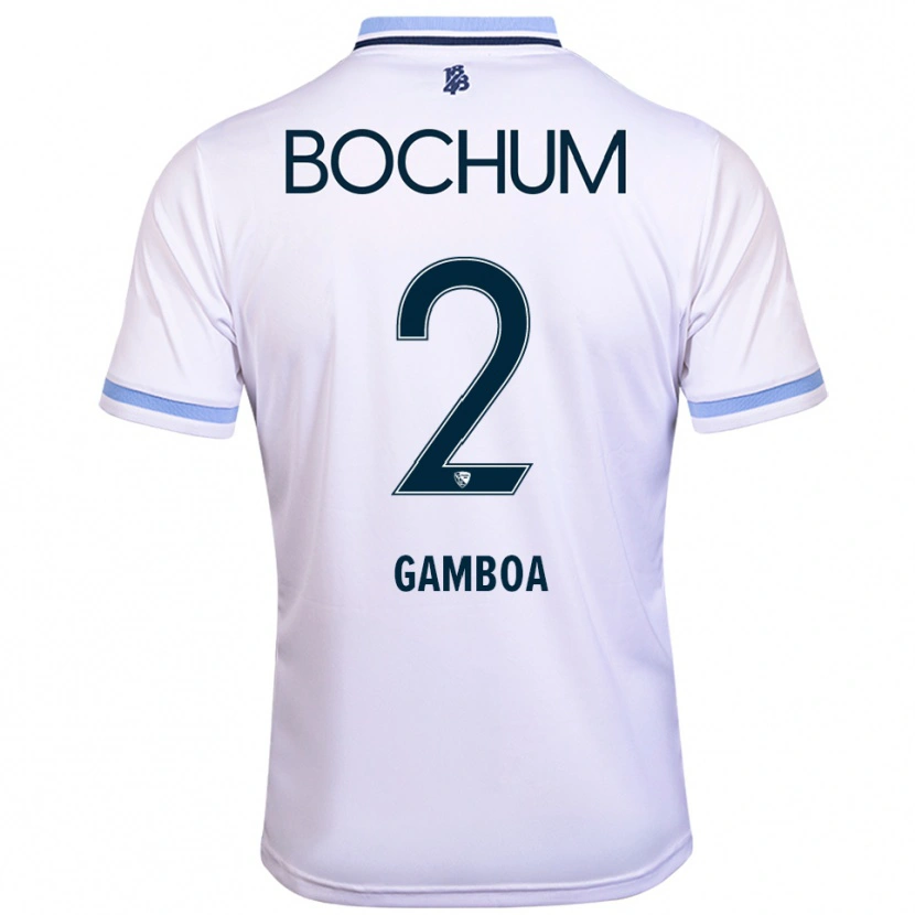 Danxen Hombre Camiseta Cristian Gamboa #2 Blanco Azul Cielo 2ª Equipación 2025/26 La Camisa México