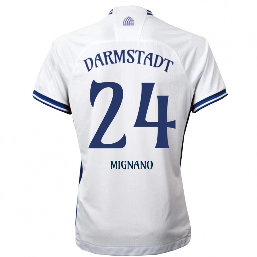 Danxen Hombre Camiseta Luigi Mignano #24 Blanco Azul 2ª Equipación 2025/26 La Camisa México