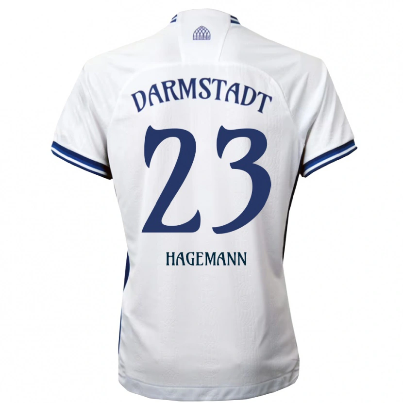 Danxen Hombre Camiseta Emil Hagemann #23 Blanco Azul 2ª Equipación 2025/26 La Camisa México