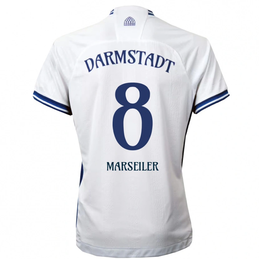 Danxen Hombre Camiseta Luca Marseiler #8 Blanco Azul 2ª Equipación 2025/26 La Camisa México