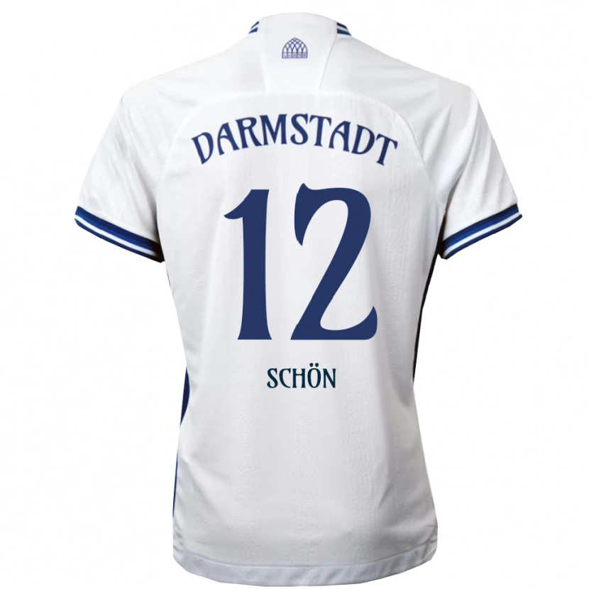 Danxen Hombre Camiseta Lars Schön #12 Blanco Azul 2ª Equipación 2025/26 La Camisa México