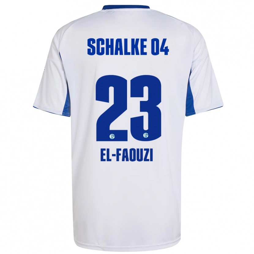 Danxen Hombre Camiseta Soufiane El-Faouzi #23 Blanco Azul 2ª Equipación 2025/26 La Camisa México