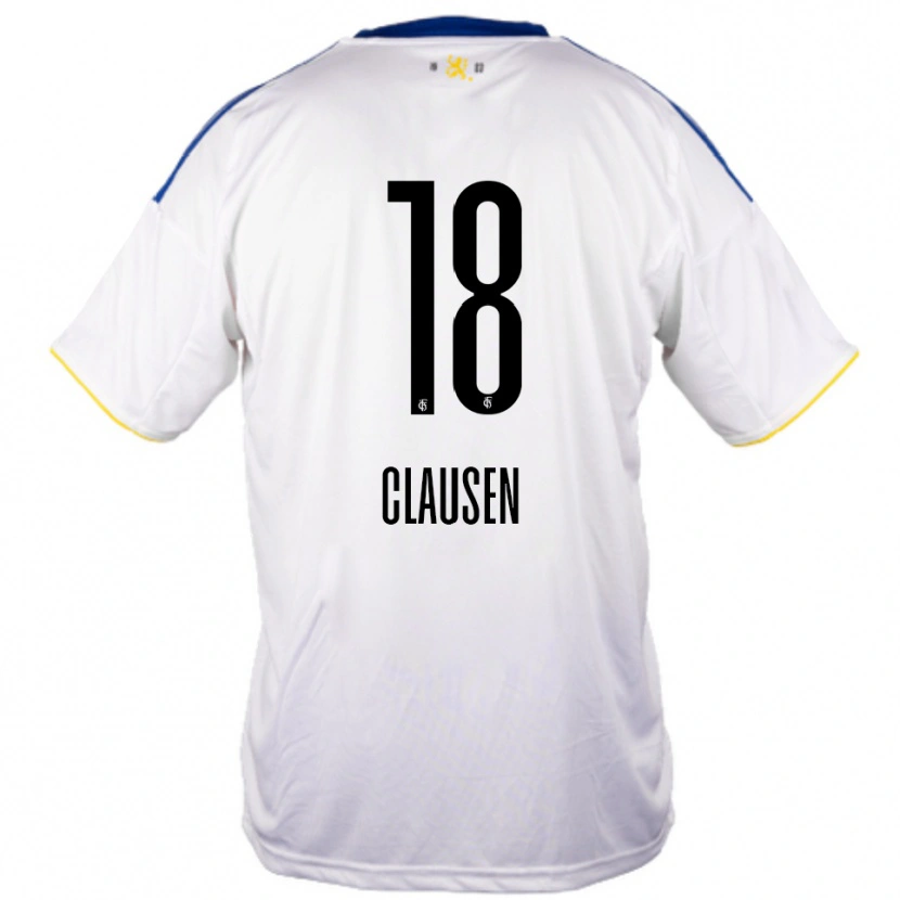 Danxen Hombre Camiseta Nora Clausen #18 Blanco Azul Amarillo 2ª Equipación 2025/26 La Camisa México