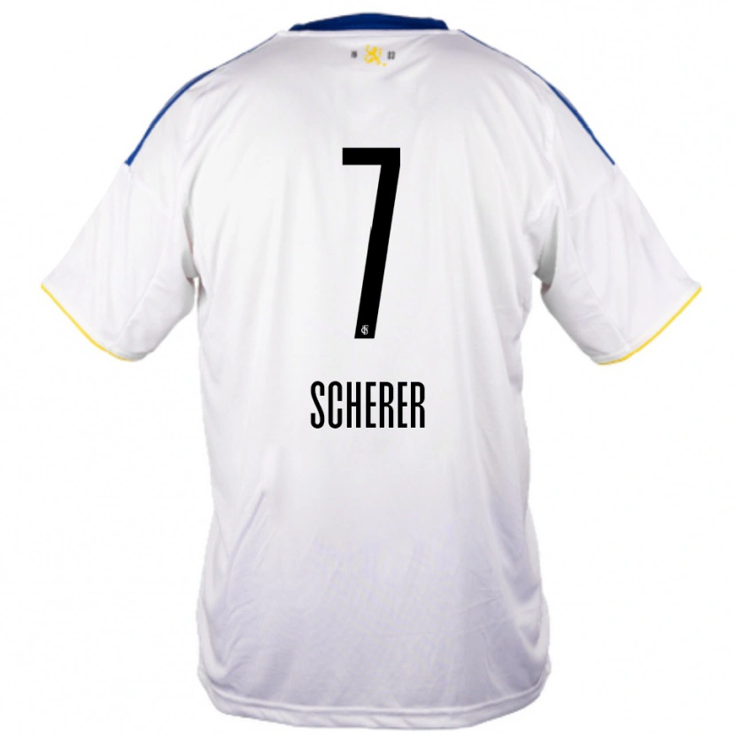 Danxen Hombre Camiseta Tim Scherer #7 Blanco Azul Amarillo 2ª Equipación 2025/26 La Camisa México