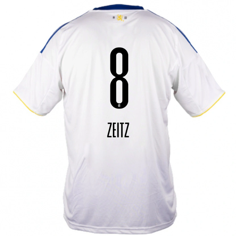 Danxen Hombre Camiseta Manuel Zeitz #8 Blanco Azul Amarillo 2ª Equipación 2025/26 La Camisa México