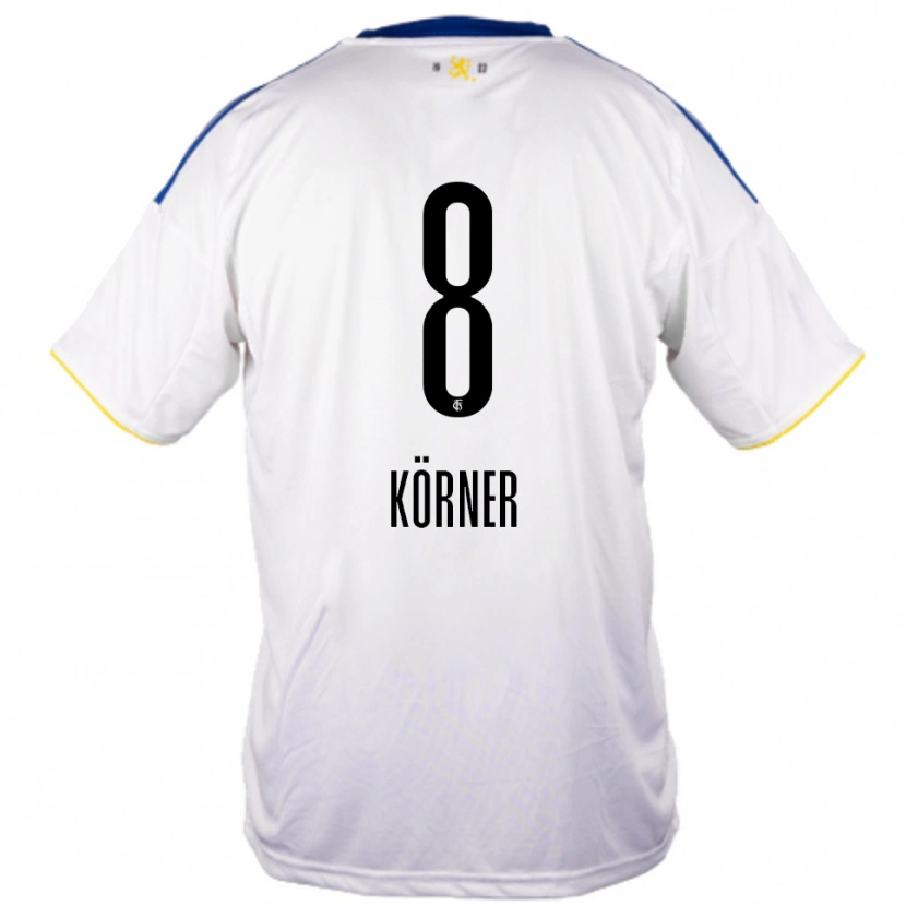 Danxen Hombre Camiseta Anna Körner #8 Blanco Azul Amarillo 2ª Equipación 2025/26 La Camisa México