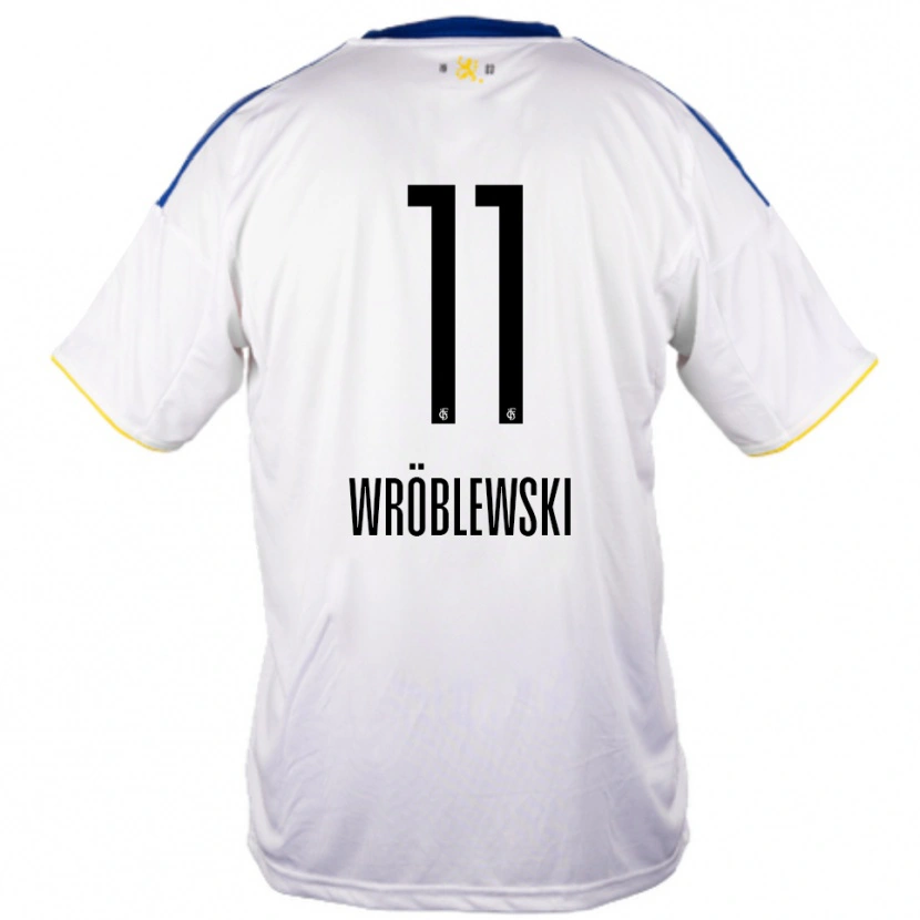 Danxen Hombre Camiseta Lukas Wröblewski #11 Blanco Azul Amarillo 2ª Equipación 2025/26 La Camisa México