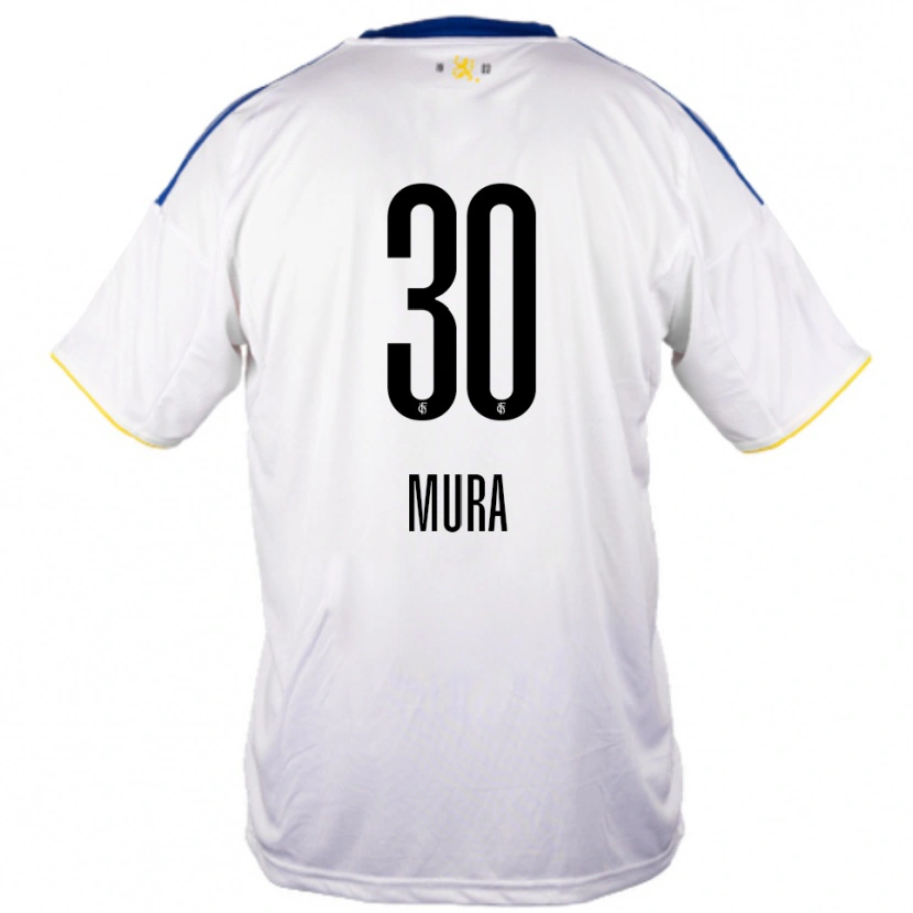 Danxen Hombre Camiseta Luca Mura #30 Blanco Azul Amarillo 2ª Equipación 2025/26 La Camisa México