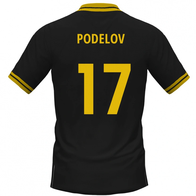 Danxen Hombre Camiseta David Podelov #17 Negro Amarillo 2ª Equipación 2025/26 La Camisa México