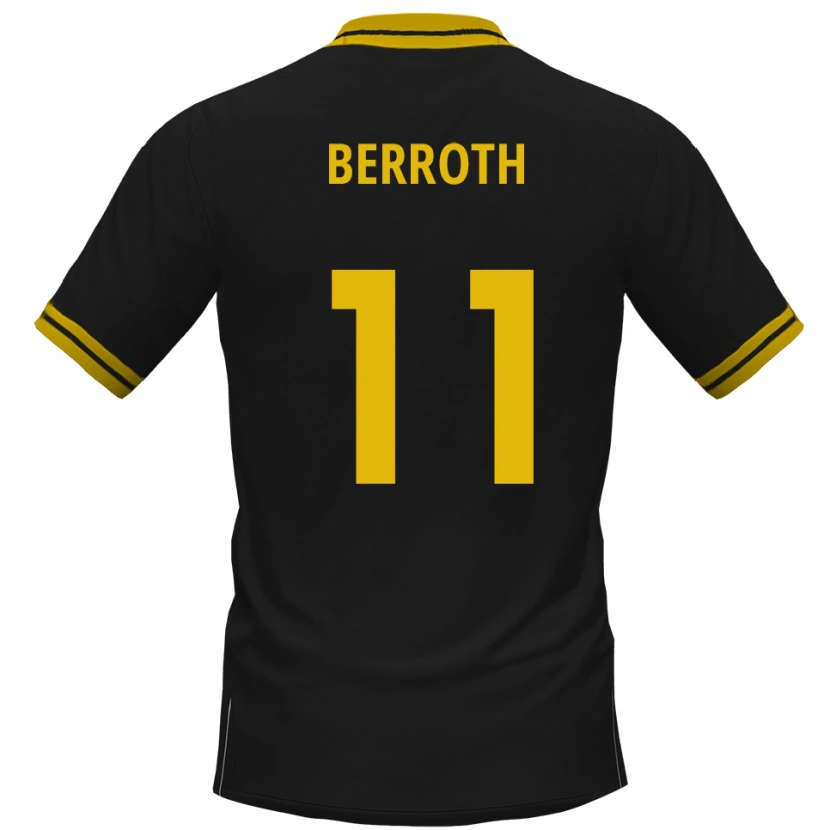 Danxen Hombre Camiseta Julius Berroth #11 Negro Amarillo 2ª Equipación 2025/26 La Camisa México