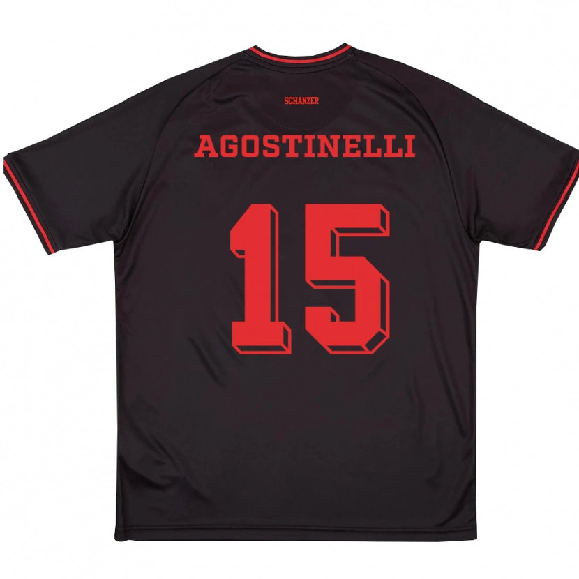 Danxen Hombre Camiseta Massimo Agostinelli #15 Negro Rojo Blanco 2ª Equipación 2025/26 La Camisa México