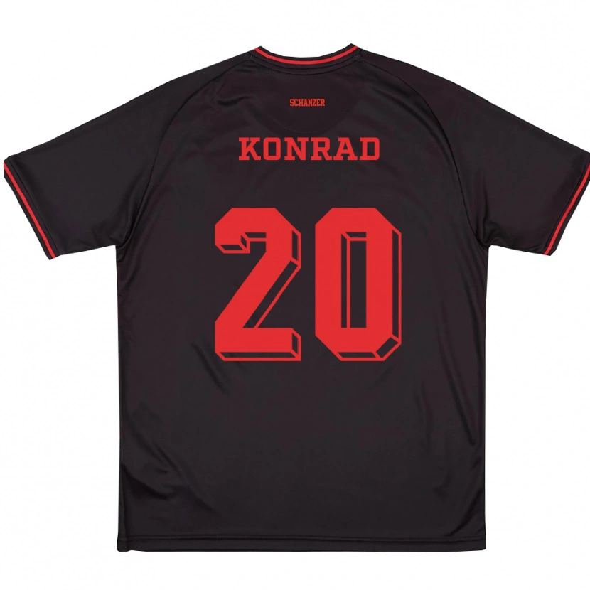 Danxen Hombre Camiseta Felix Konrad #20 Negro Rojo Blanco 2ª Equipación 2025/26 La Camisa México