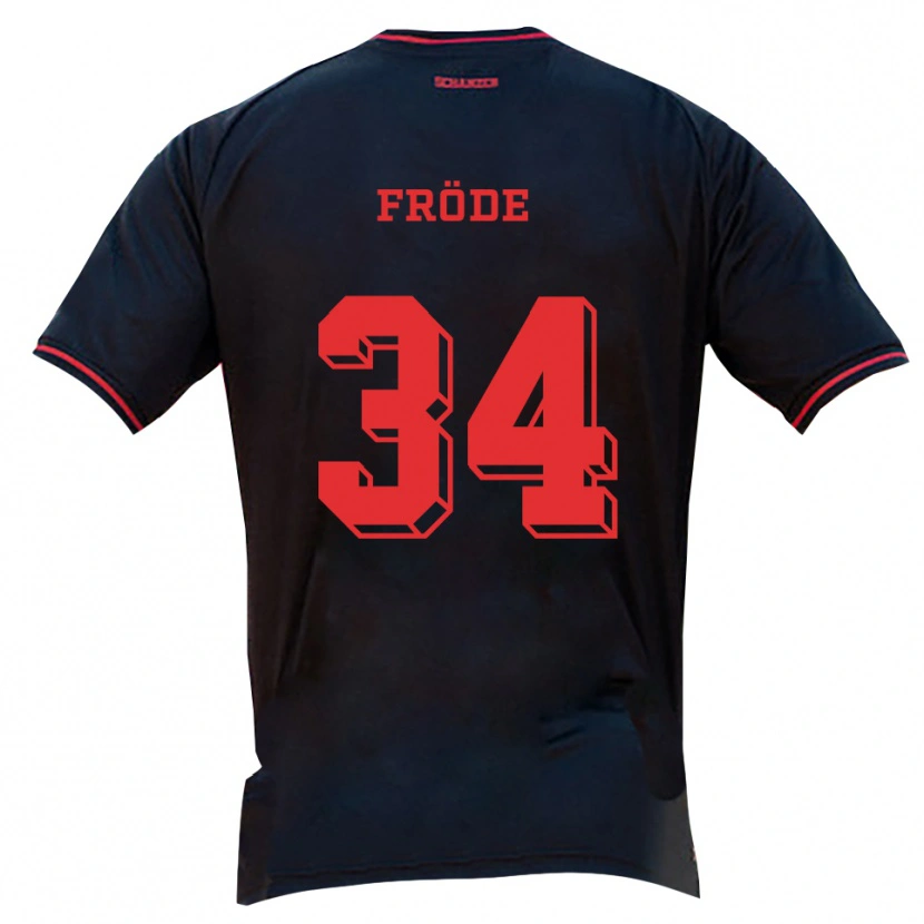 Danxen Hombre Camiseta Lukas Fröde #34 Negro Rojo Blanco 2ª Equipación 2025/26 La Camisa México
