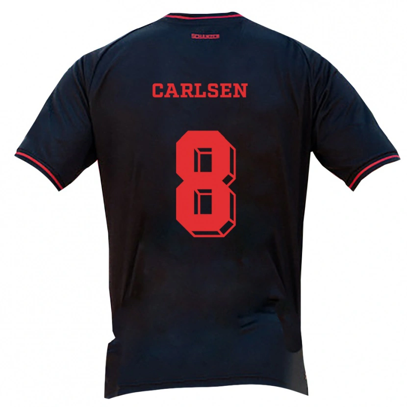 Danxen Hombre Camiseta Fredrik Carlsen #8 Negro Rojo Blanco 2ª Equipación 2025/26 La Camisa México