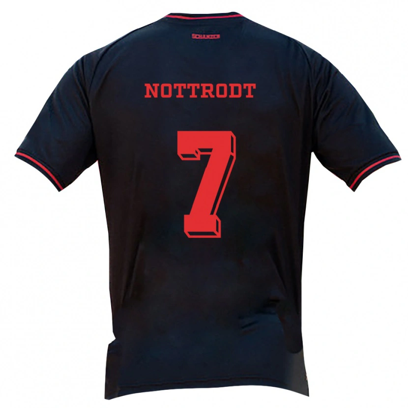 Danxen Hombre Camiseta Justin Nottrodt #7 Negro Rojo Blanco 2ª Equipación 2025/26 La Camisa México