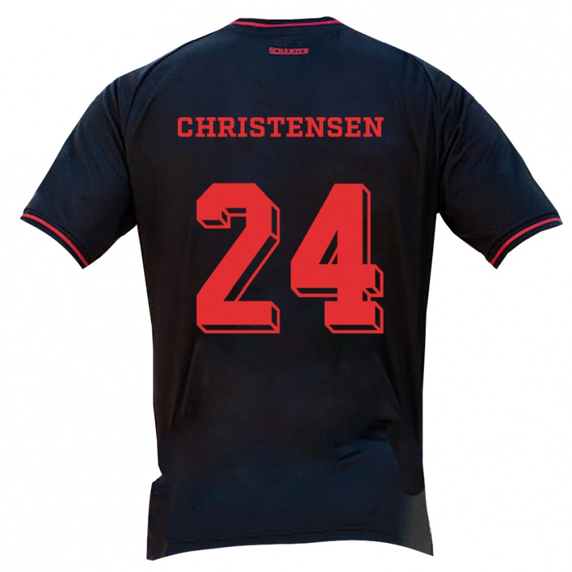 Danxen Hombre Camiseta Gustav Christensen #24 Negro Rojo Blanco 2ª Equipación 2025/26 La Camisa México