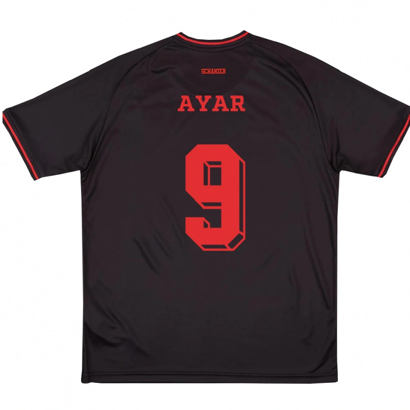 Danxen Hombre Camiseta Eren Ayar #9 Negro Rojo Blanco 2ª Equipación 2025/26 La Camisa México