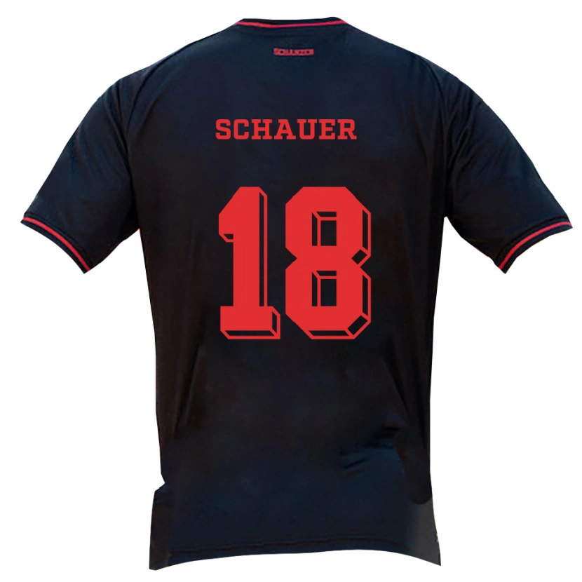 Danxen Hombre Camiseta Sarah Schauer #18 Negro Rojo Blanco 2ª Equipación 2025/26 La Camisa México