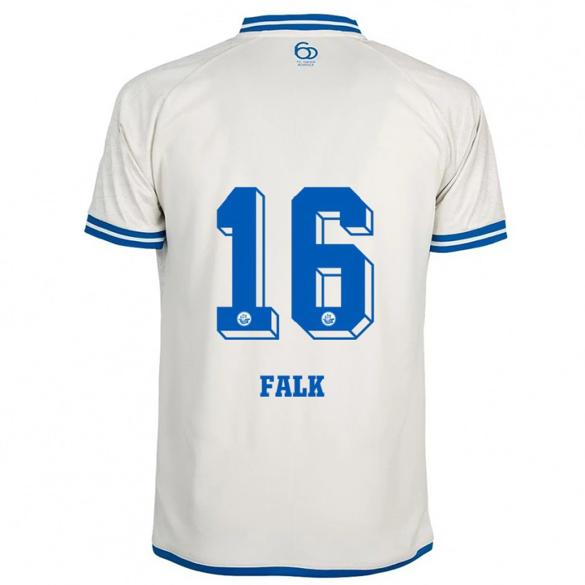 Danxen Hombre Camiseta Robin Falk #16 Blanco Azul 2ª Equipación 2025/26 La Camisa México