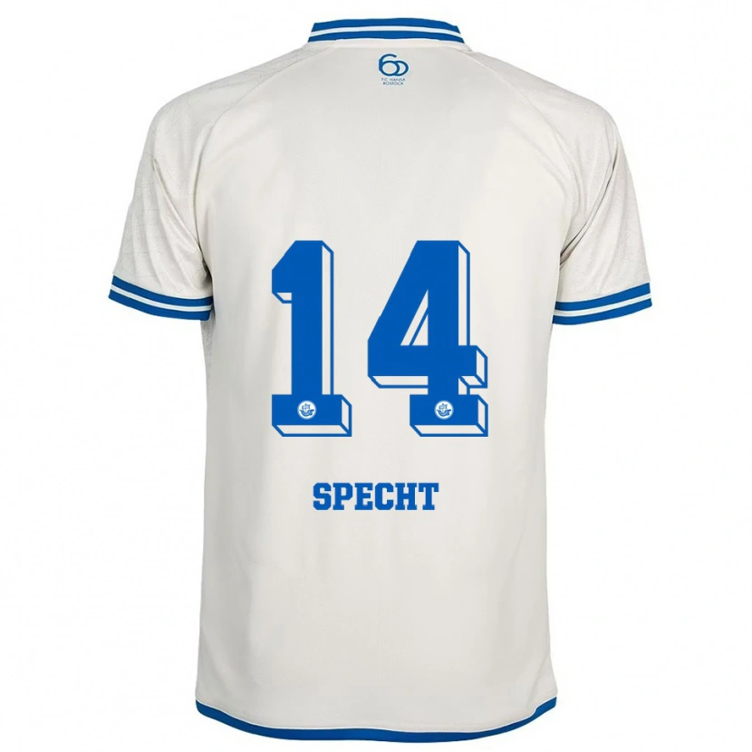 Danxen Hombre Camiseta Julius Specht #14 Blanco Azul 2ª Equipación 2025/26 La Camisa México