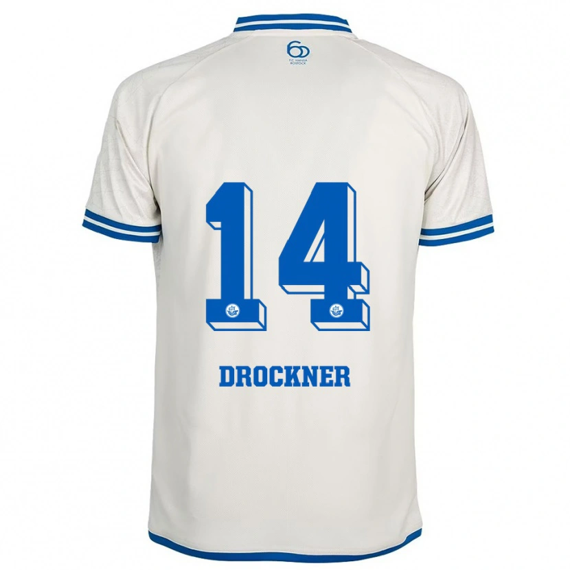 Danxen Hombre Camiseta Malin Drockner #14 Blanco Azul 2ª Equipación 2025/26 La Camisa México