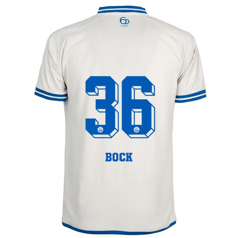 Danxen Hombre Camiseta Fiete Bock #36 Blanco Azul 2ª Equipación 2025/26 La Camisa México