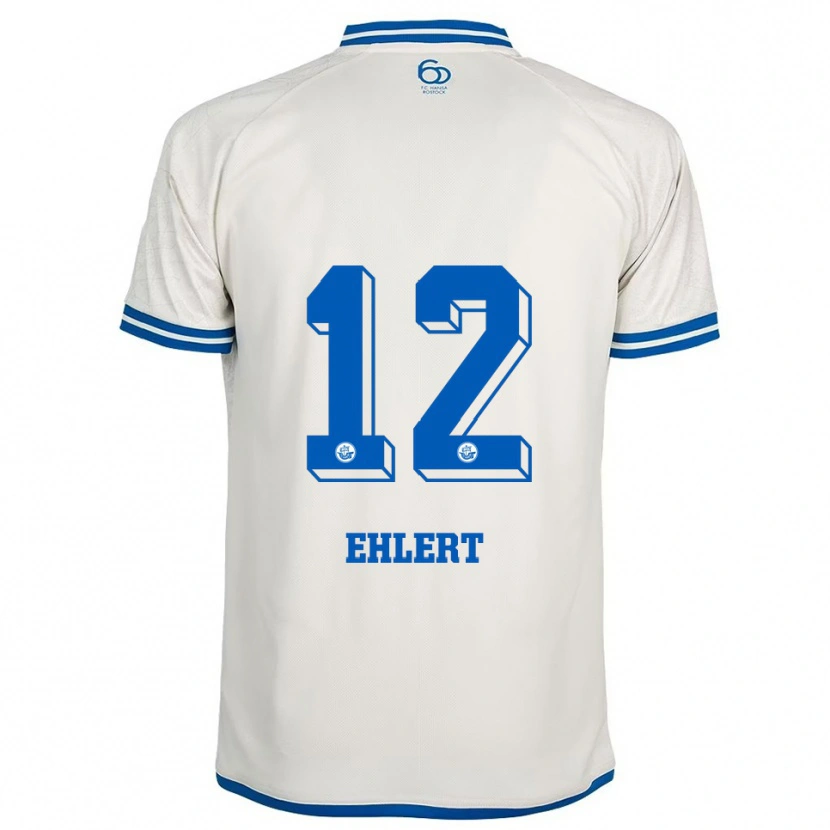 Danxen Hombre Camiseta Jonas Ehlert #12 Blanco Azul 2ª Equipación 2025/26 La Camisa México