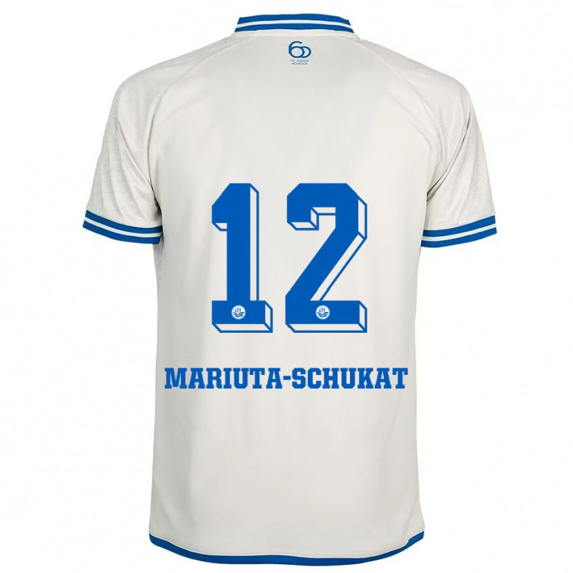 Danxen Hombre Camiseta Lara Mariuta-Schukat #12 Blanco Azul 2ª Equipación 2025/26 La Camisa México