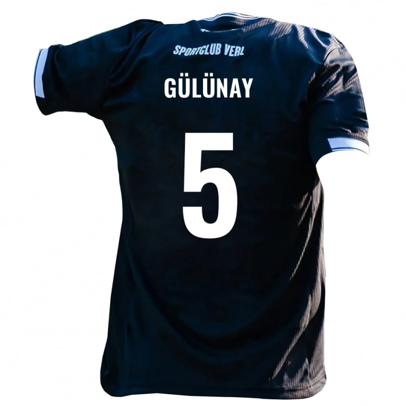 Danxen Hombre Camiseta Louis Gülünay #5 Negro Blanco 2ª Equipación 2025/26 La Camisa México