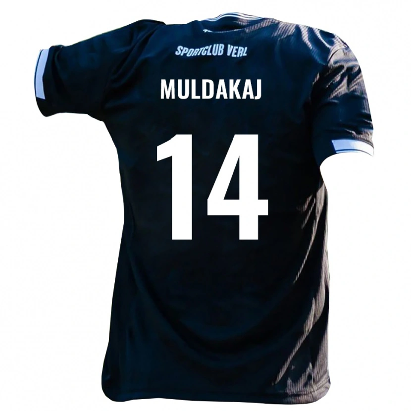 Danxen Hombre Camiseta Ardit Muldakaj #14 Negro Blanco 2ª Equipación 2025/26 La Camisa México