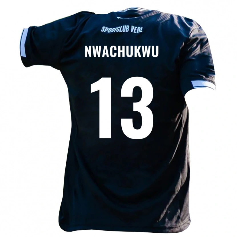 Danxen Hombre Camiseta Isaak Nwachukwu #13 Negro Blanco 2ª Equipación 2025/26 La Camisa México