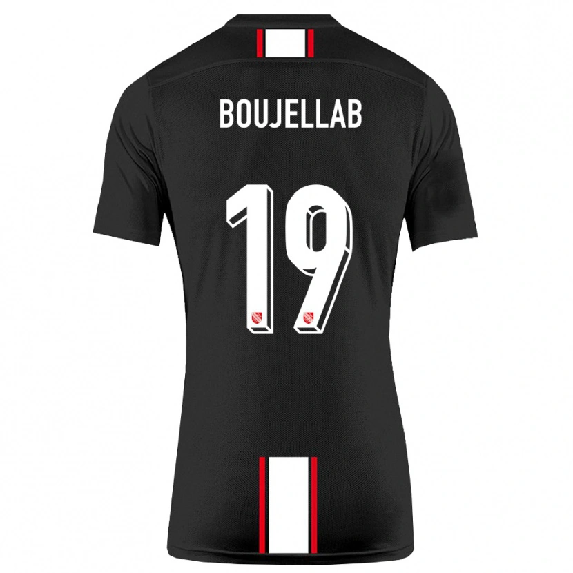 Danxen Hombre Camiseta Nassim Boujellab #19 Negro Blanco 2ª Equipación 2025/26 La Camisa México