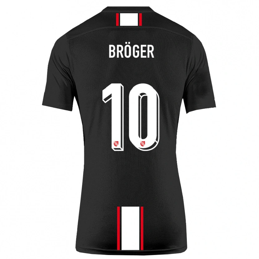 Danxen Hombre Camiseta Linus Bröger #10 Negro Blanco 2ª Equipación 2025/26 La Camisa México
