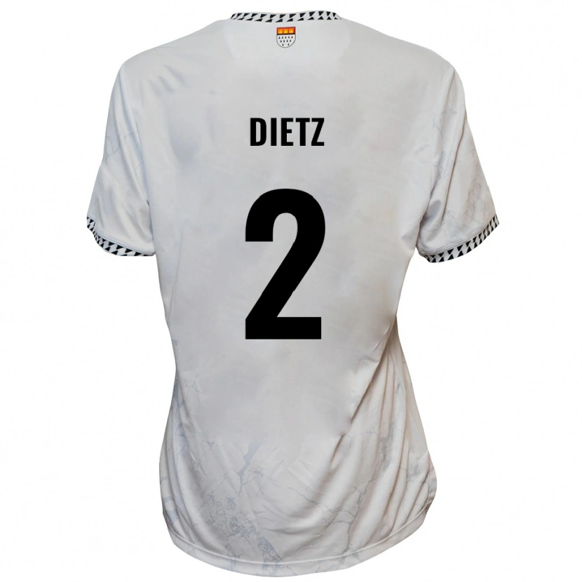 Danxen Hombre Camiseta Lars Dietz #2 Blanco Negro 2ª Equipación 2025/26 La Camisa México