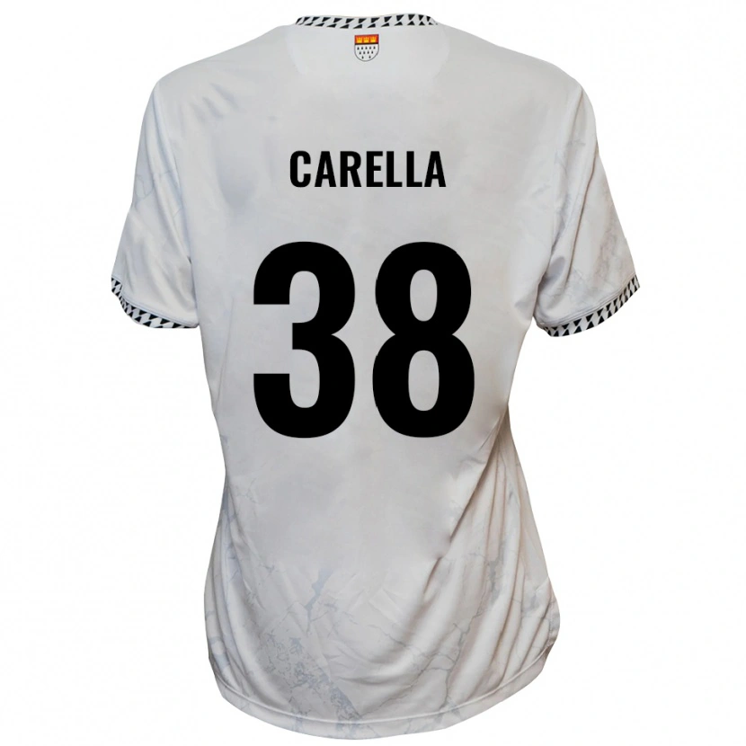 Danxen Hombre Camiseta Samuele Carella #38 Blanco Negro 2ª Equipación 2025/26 La Camisa México