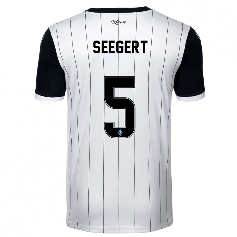 Danxen Hombre Camiseta Marcel Seegert #5 Blanco Negro 2ª Equipación 2025/26 La Camisa México