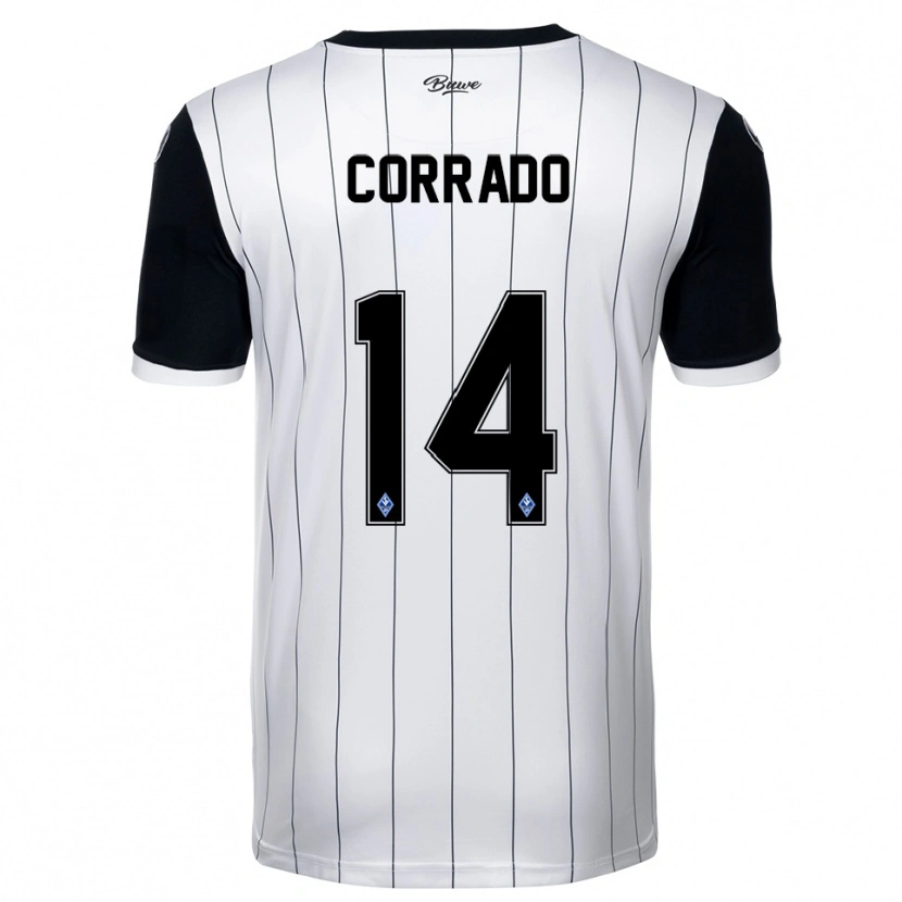 Danxen Hombre Camiseta Tiziano Corrado #14 Blanco Negro 2ª Equipación 2025/26 La Camisa México