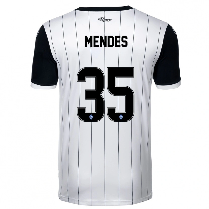 Danxen Hombre Camiseta Djayson Mendes #35 Blanco Negro 2ª Equipación 2025/26 La Camisa México