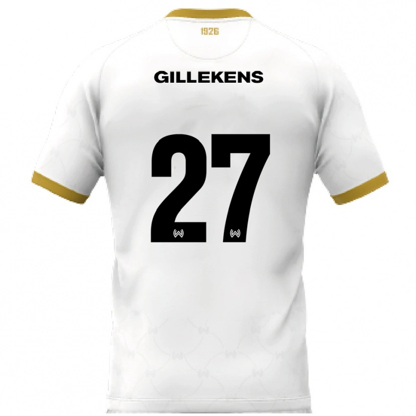 Danxen Hombre Camiseta Jordy Gillekens #27 Blanco Dorado 2ª Equipación 2025/26 La Camisa México